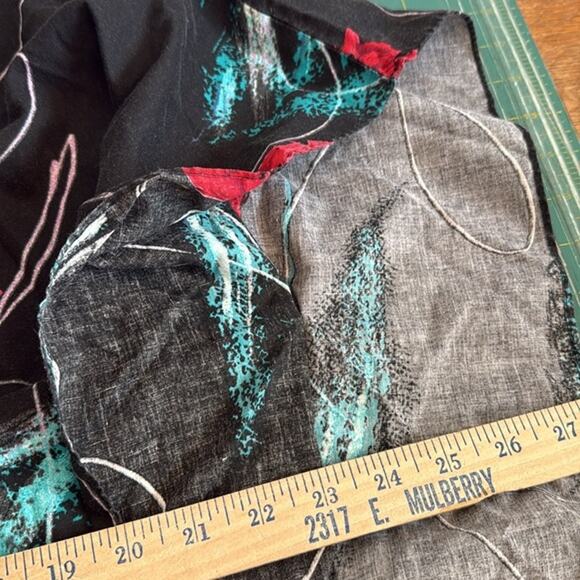 Vtg California Miss Black Red Floral  3X Maxi Dress Caftan Boho Hippie Made USA - Picture 5 of 6